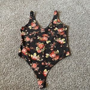Wild Fable floral thong bodysuit snap closure L